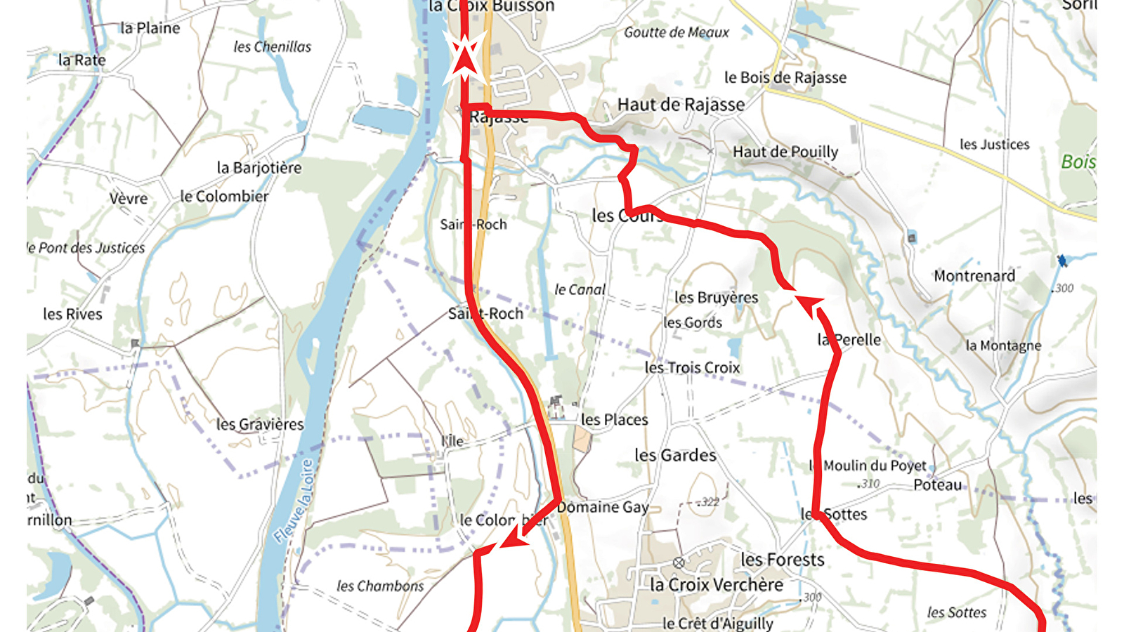Itinéraire VTT : circuit 5 rouge, base Briennon