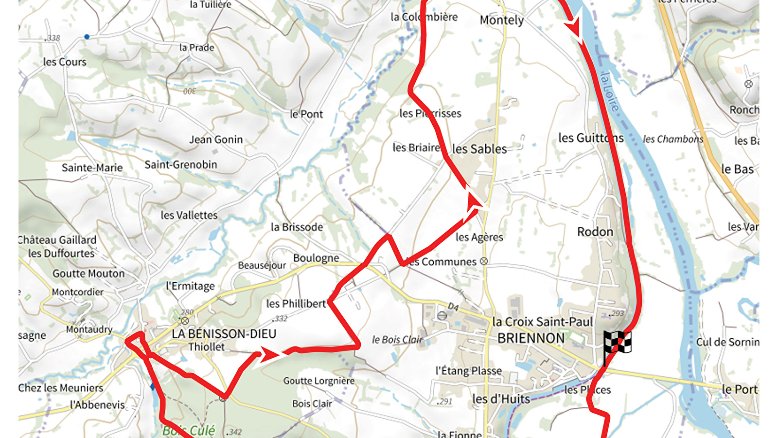 Itinéraire VTT : circuit 4 rouge, base Briennon
